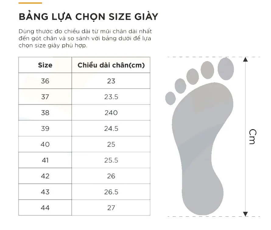 Size giày bảo hộ